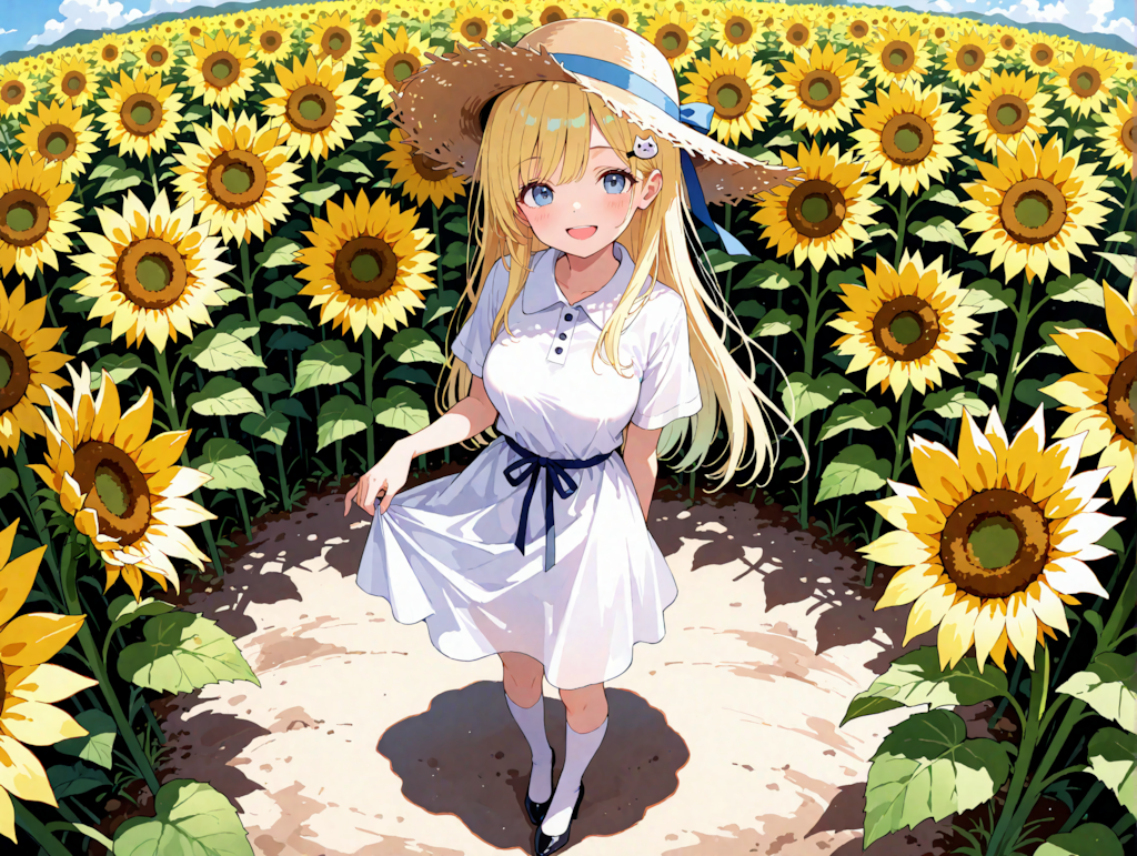 ひまわり畑にて