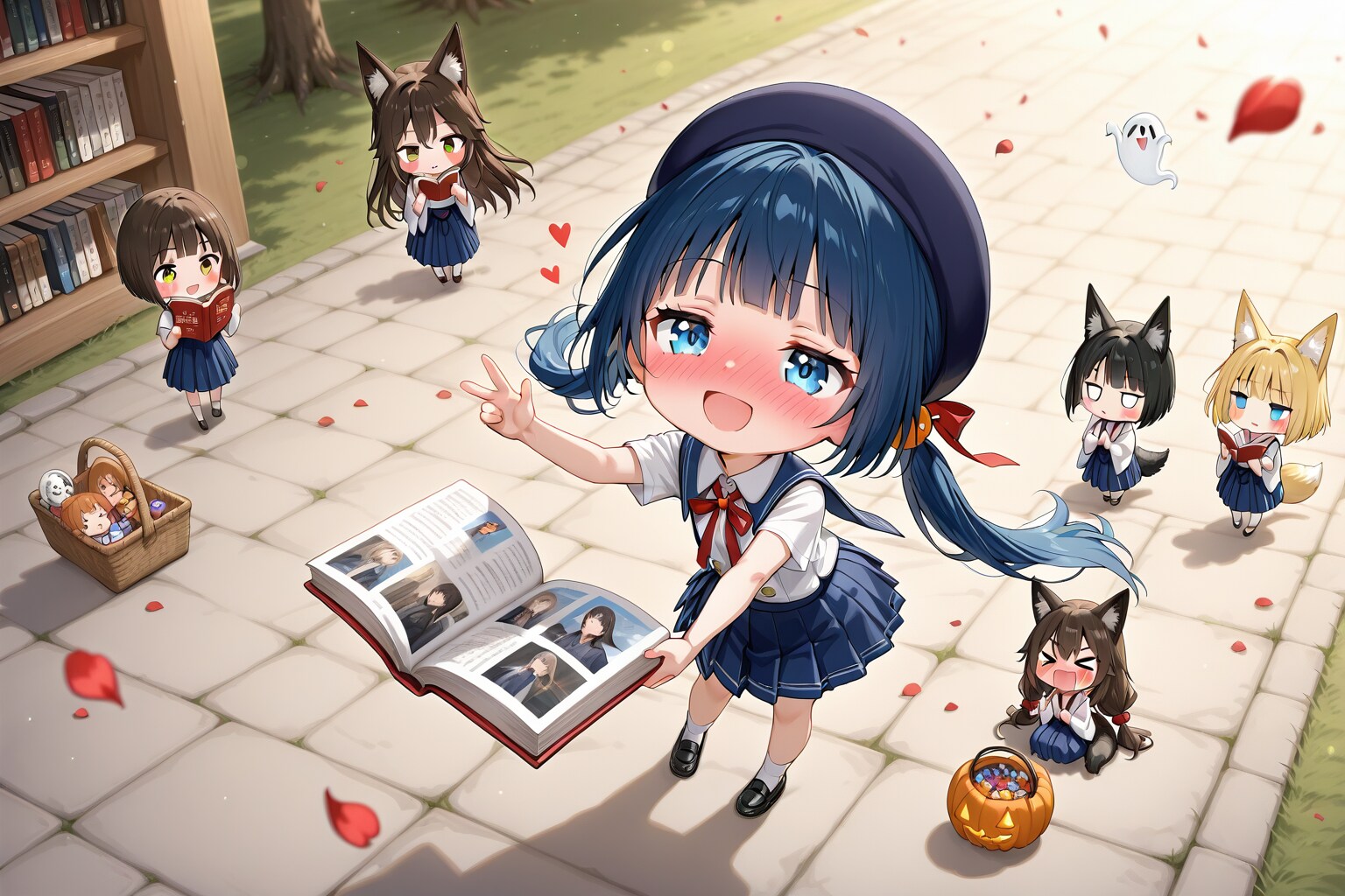 こちらに、本を見せてくれるちびちゃん。 | の人気AIイラスト・グラビア