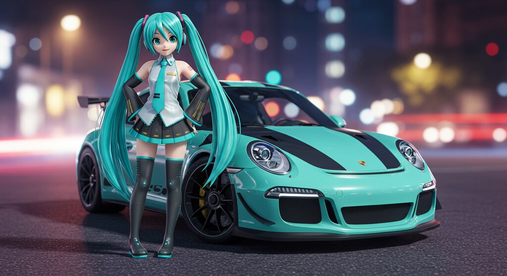 初音ミクとポルシェ