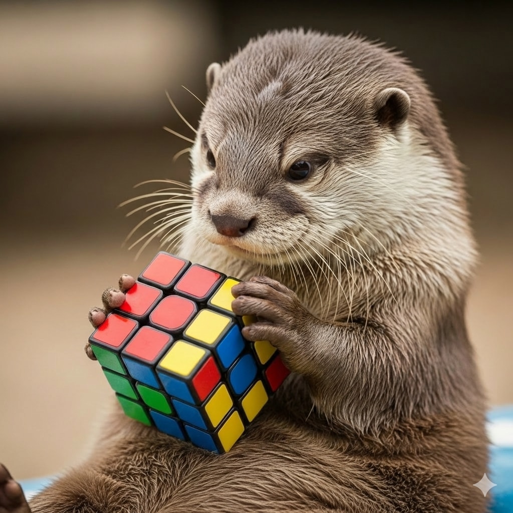ルービックキューブに挑戦するカワウソ | の人気AIイラスト・グラビア