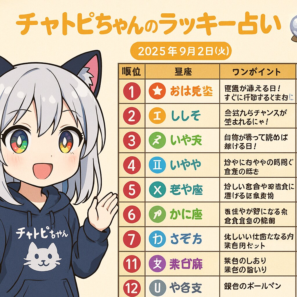 チャトピちゃん占い(09/02) | の人気AIイラスト・グラビア