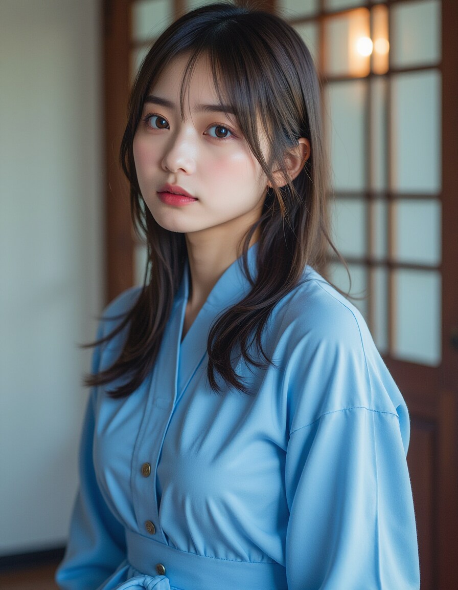 青いシャツ