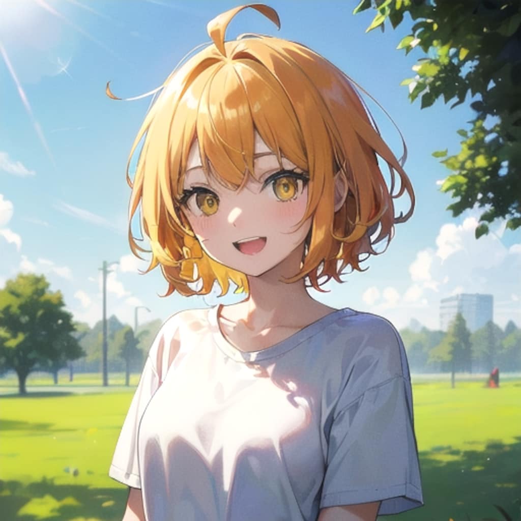 公園で微笑むユイ