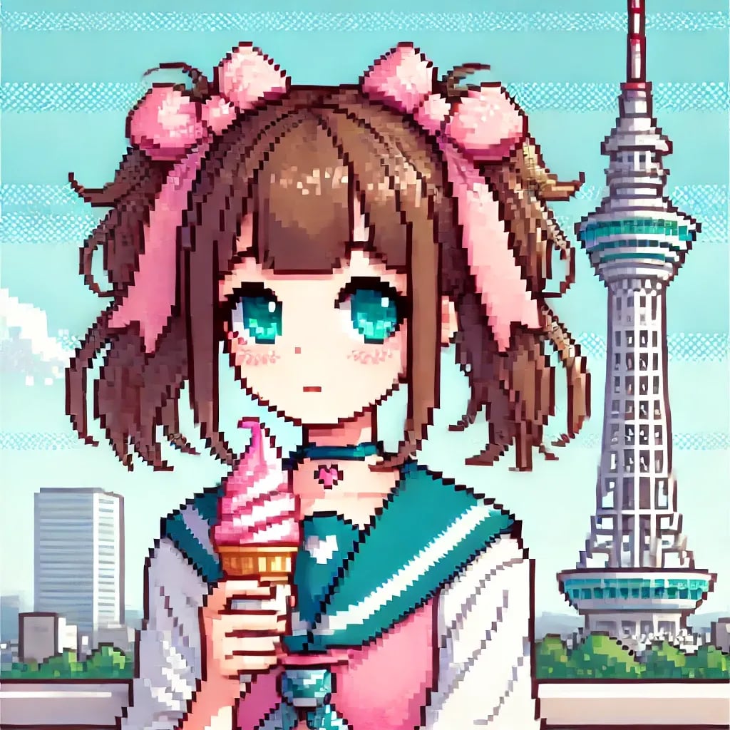 通天閣とソフトクリーム