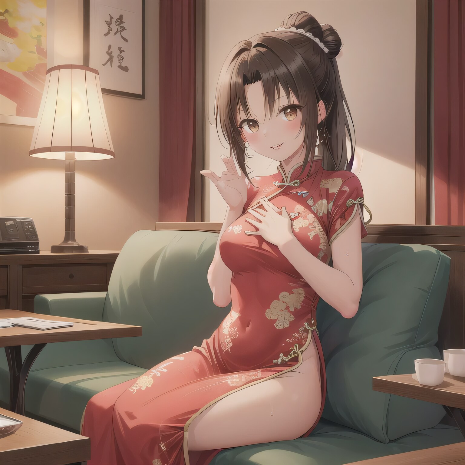 黒髪ポニテで中華服の少女 | の人気AIイラスト・グラビア