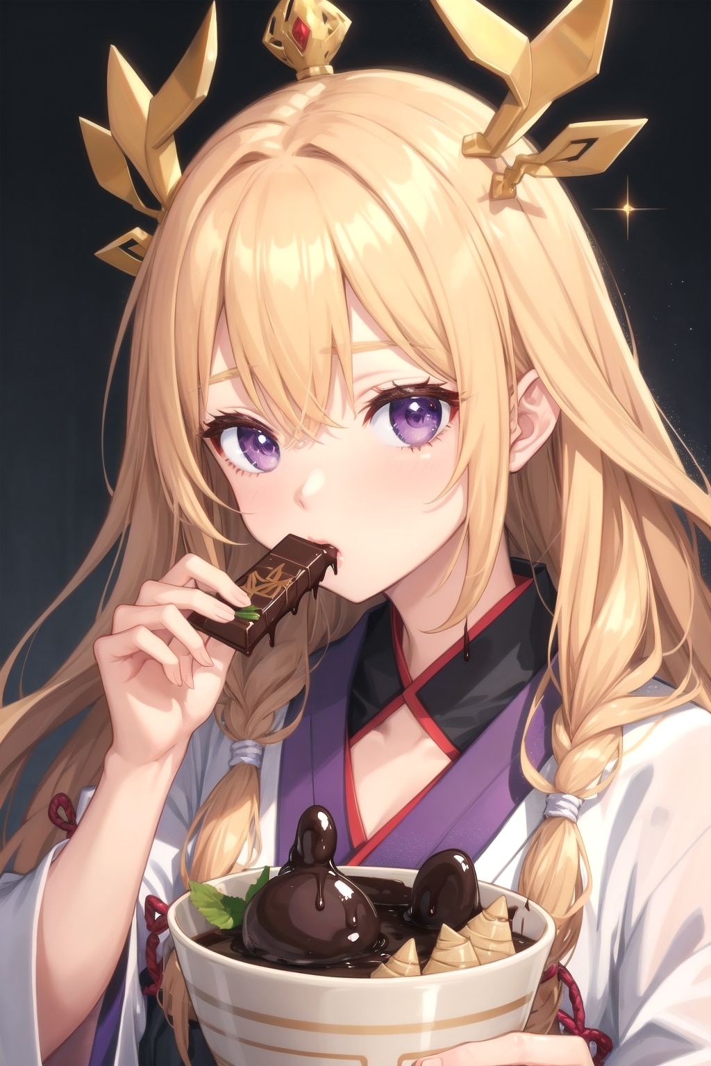 タケノコ菓子を食べる女神