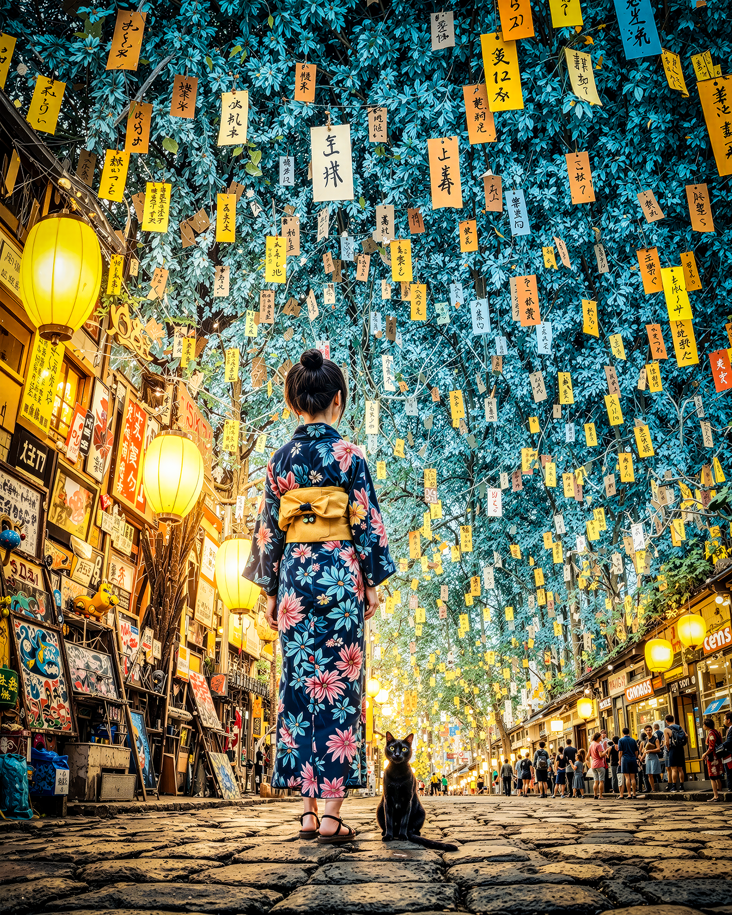 猫と少女の七夕通り | の人気AIイラスト・グラビア