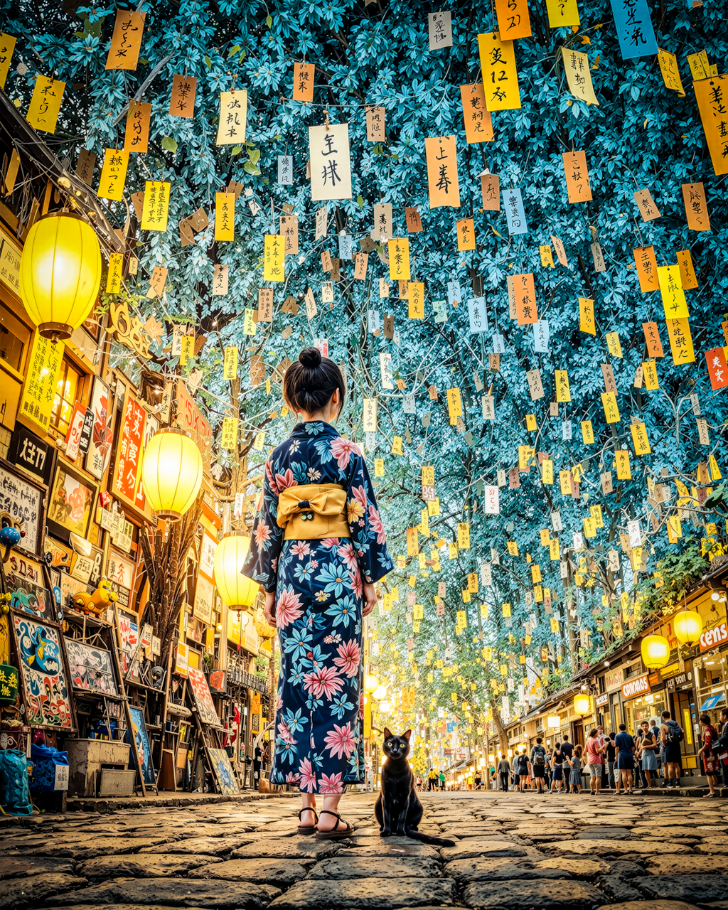 猫と少女の七夕通り