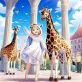 神殿とキリンさんとキリン着ぐるみちび子ちゃん 3枚目