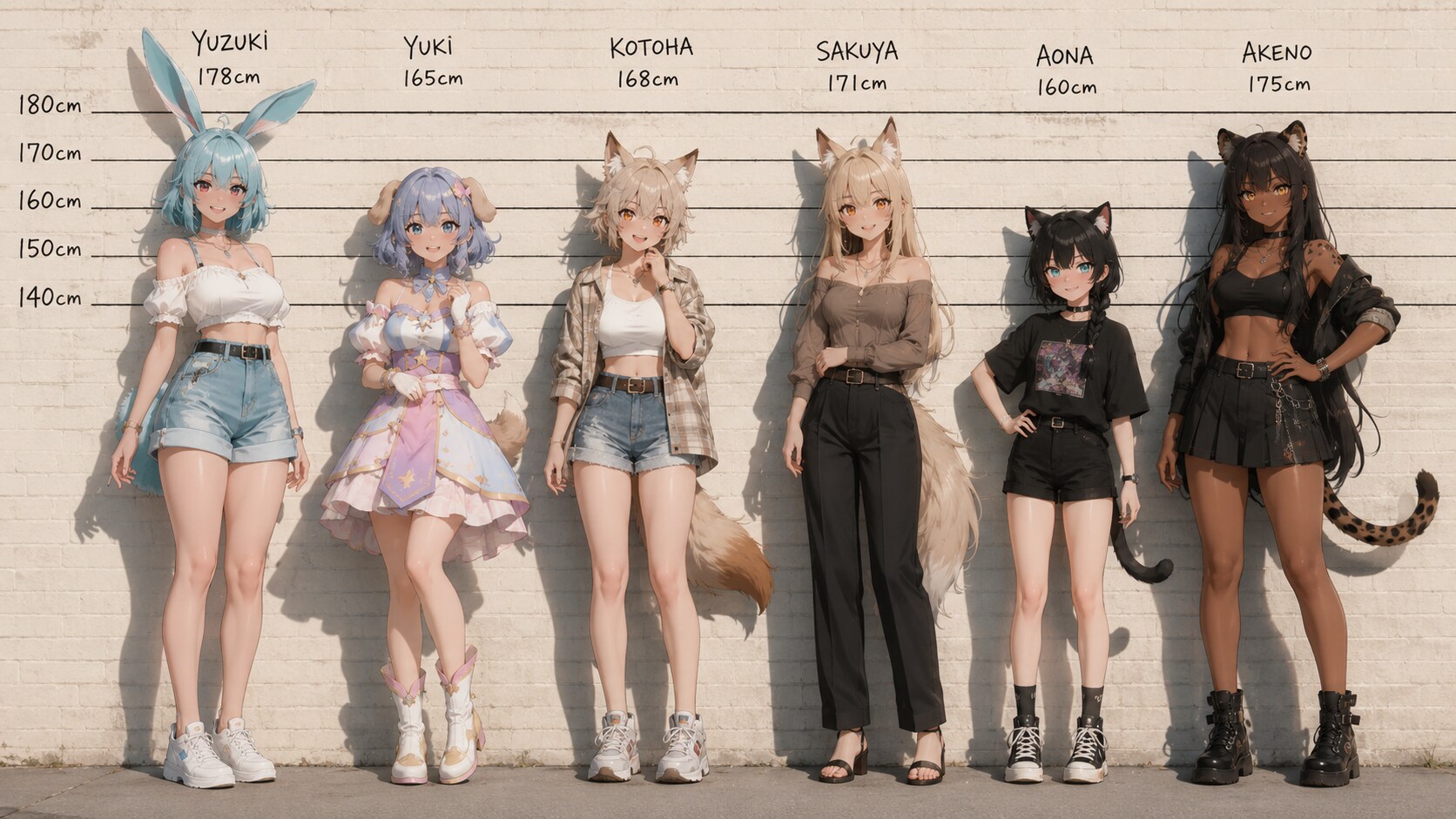 うちの子、6人、身長相関図