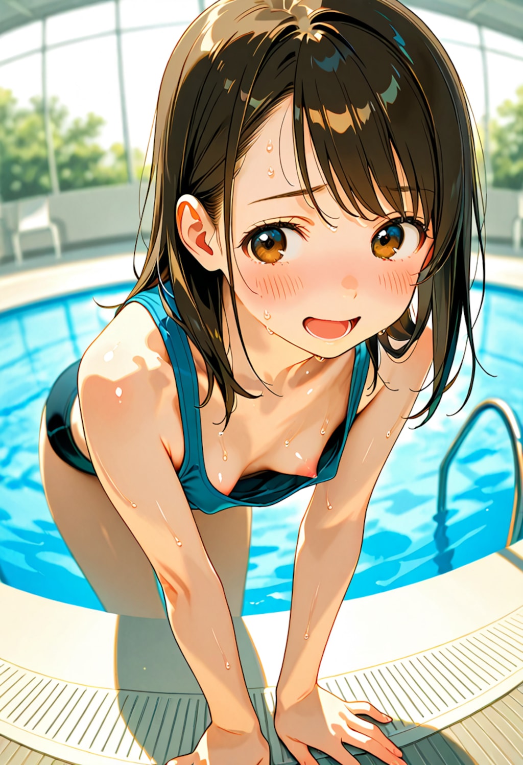 プールサイド　目が離せない瞬間