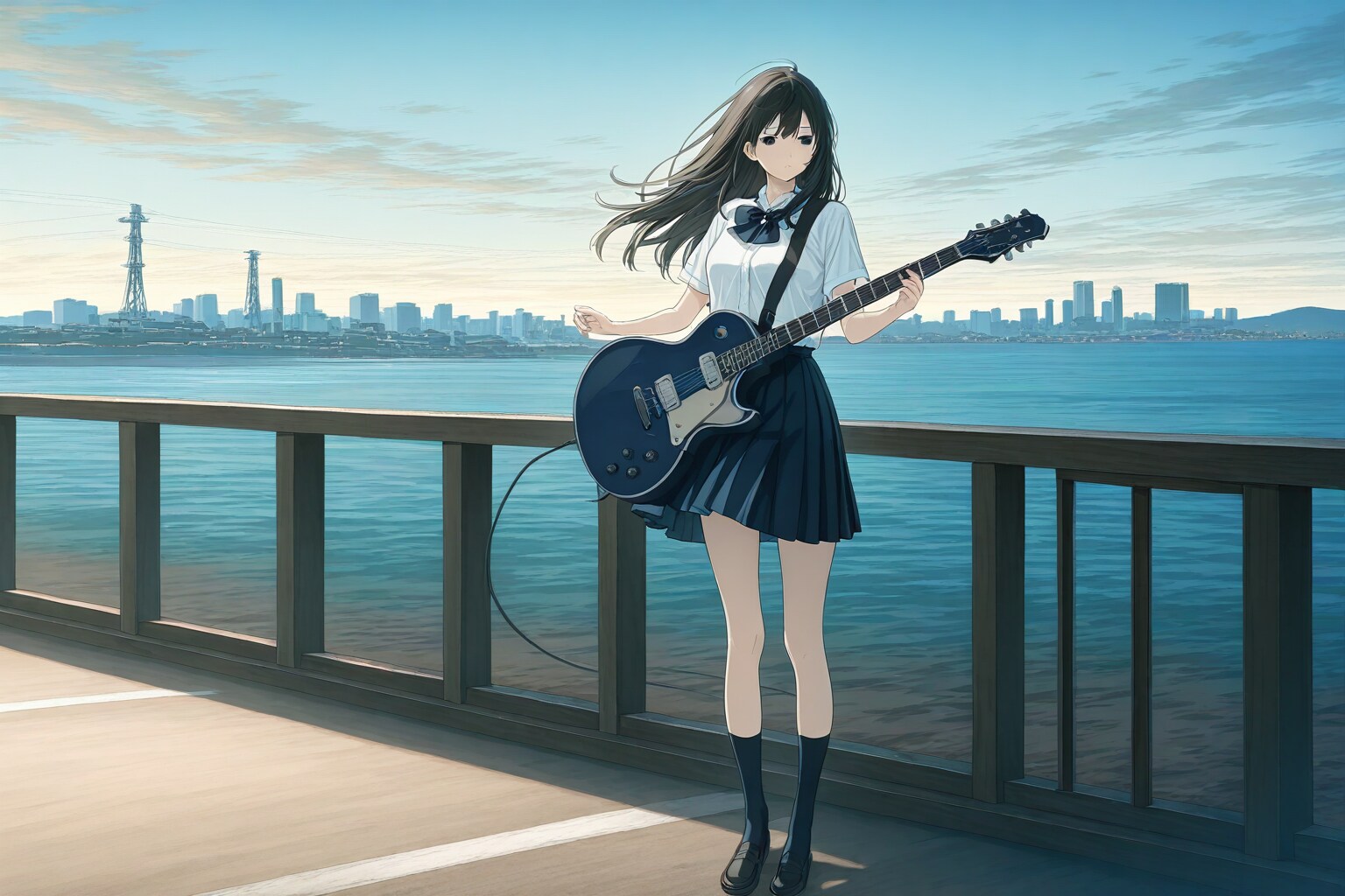 海辺でギターを弾いてみたり | の人気AIイラスト・グラビア