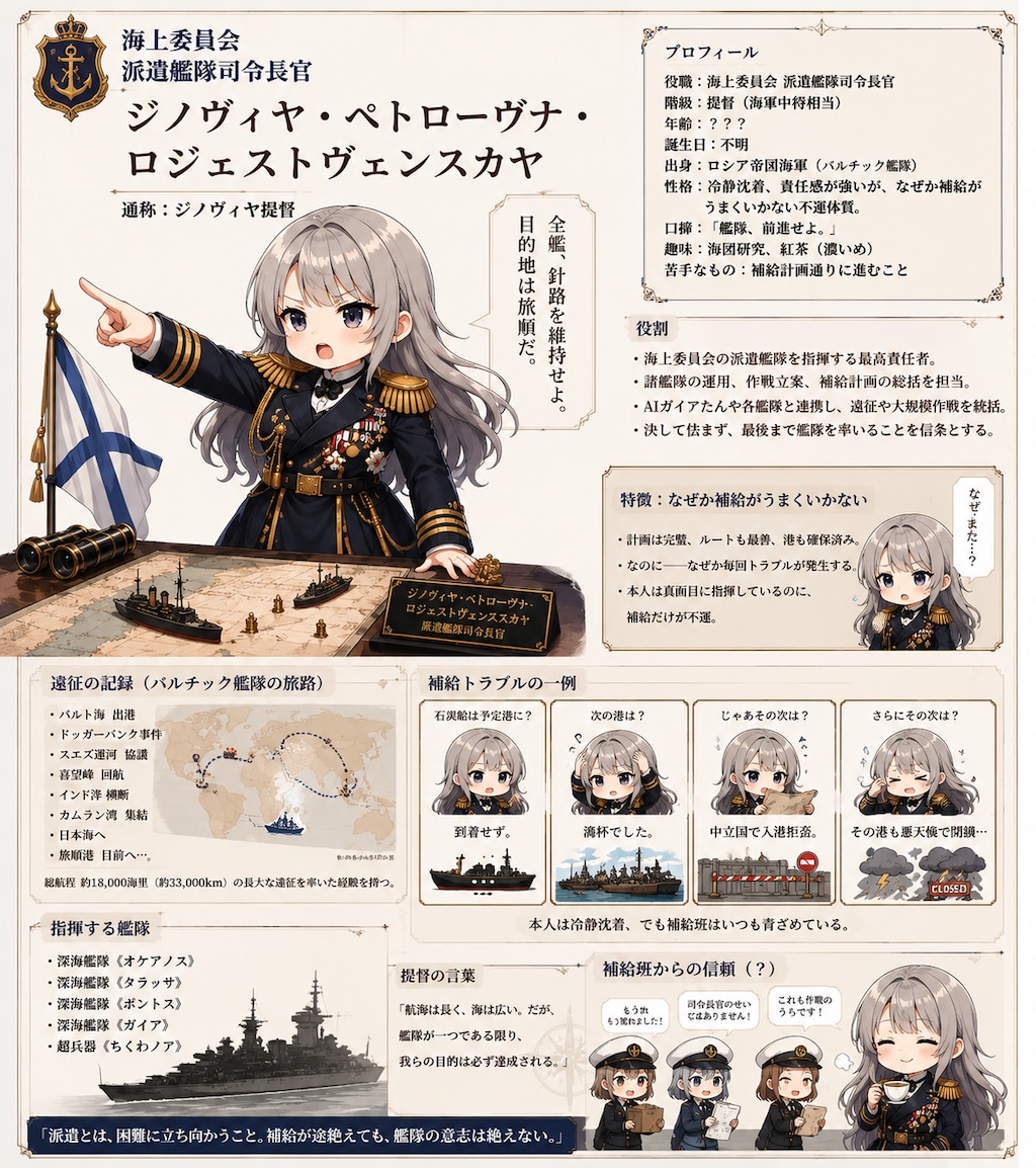 海上委員会派遣艦隊司令長官 ジノヴィヤ・ペトローヴナ・ロジェストヴェンスカヤ