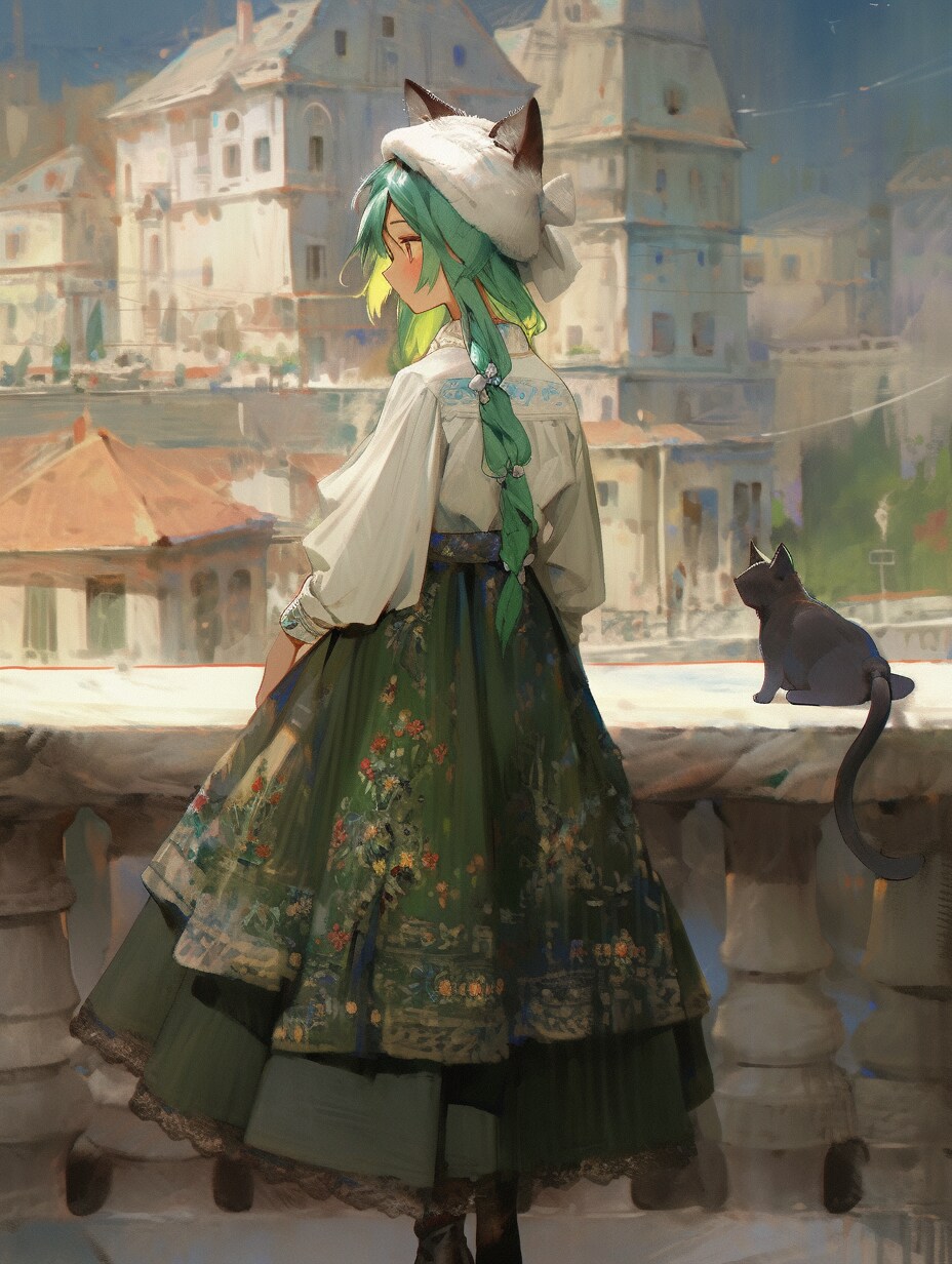 緑髪猫耳少女