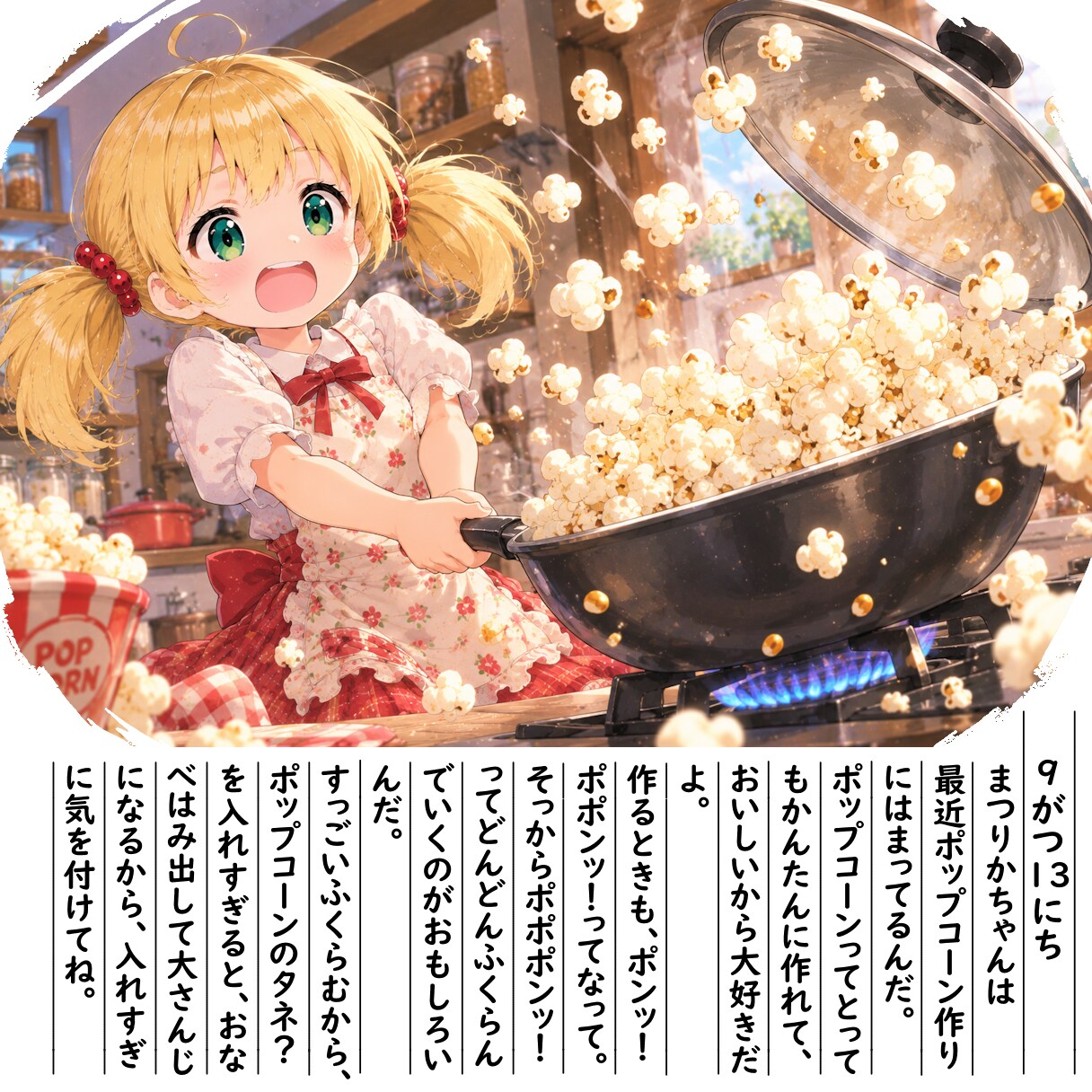 【絵日記】ポップコーンづくりおもしろい♪ | の人気AIイラスト・グラビア