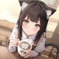 猫耳ちゃんとラテアート 3枚目