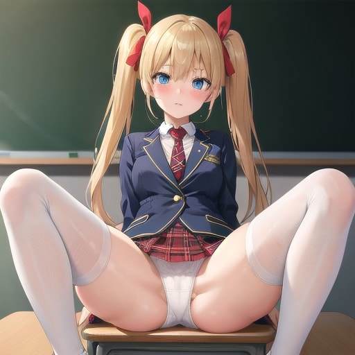 机の上でM字開脚白パンツ莉奈