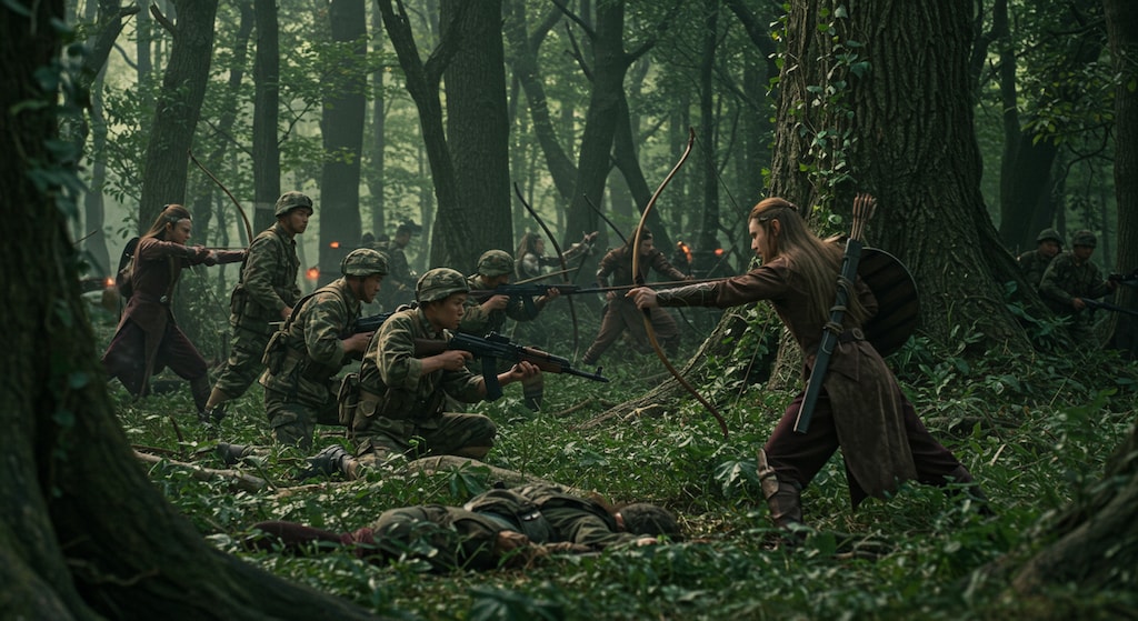 エルフ軍と戦闘