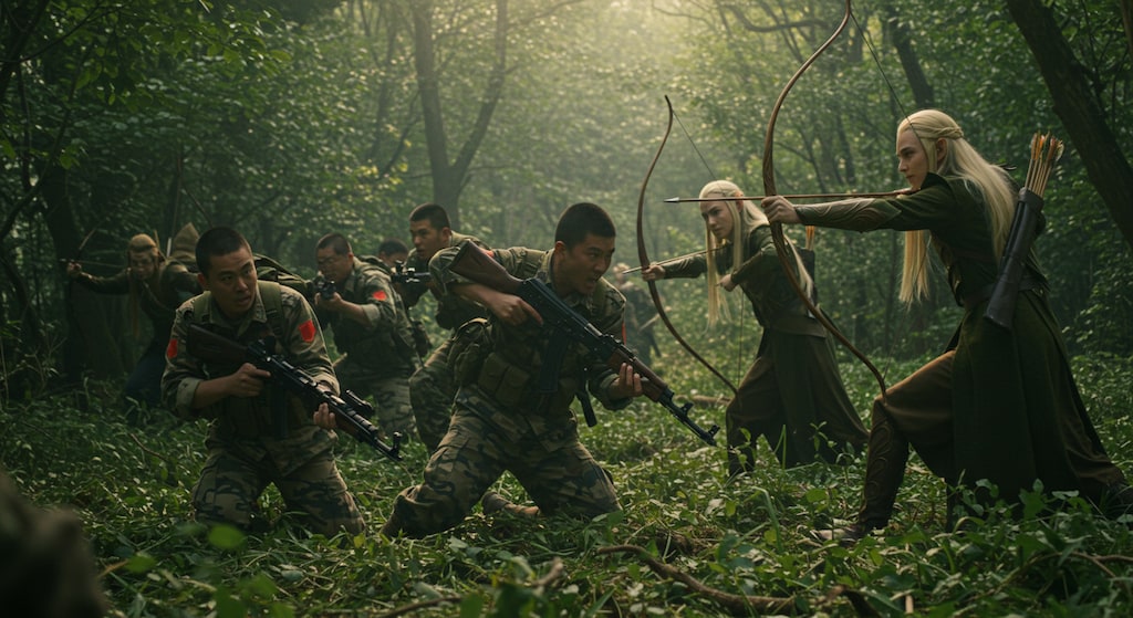 エルフ軍と戦闘