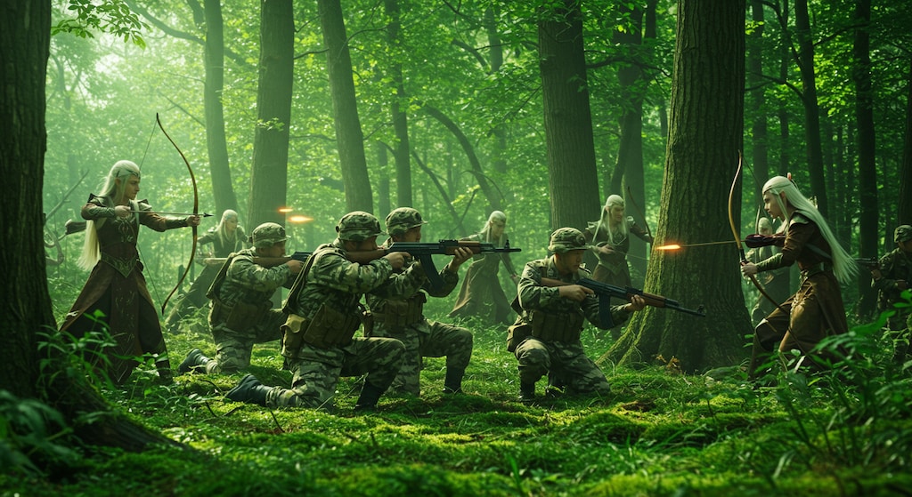 エルフ軍と戦闘