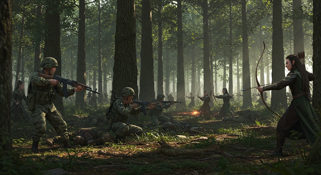 エルフ軍と戦闘