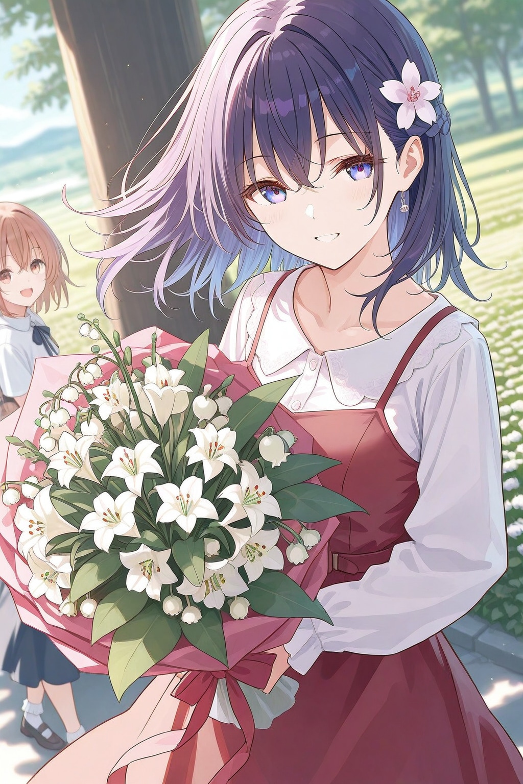花束を持つ美少女