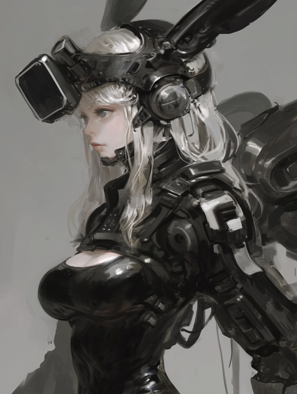 graphite bunny cosmic  android girl sci-fi mode 黒鉛機械化兎耳隊
