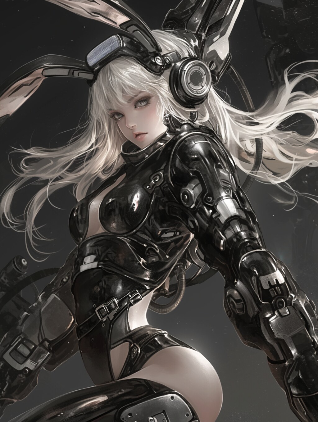 graphite bunny cosmic  android girl sci-fi mode 黒鉛機械化兎耳隊