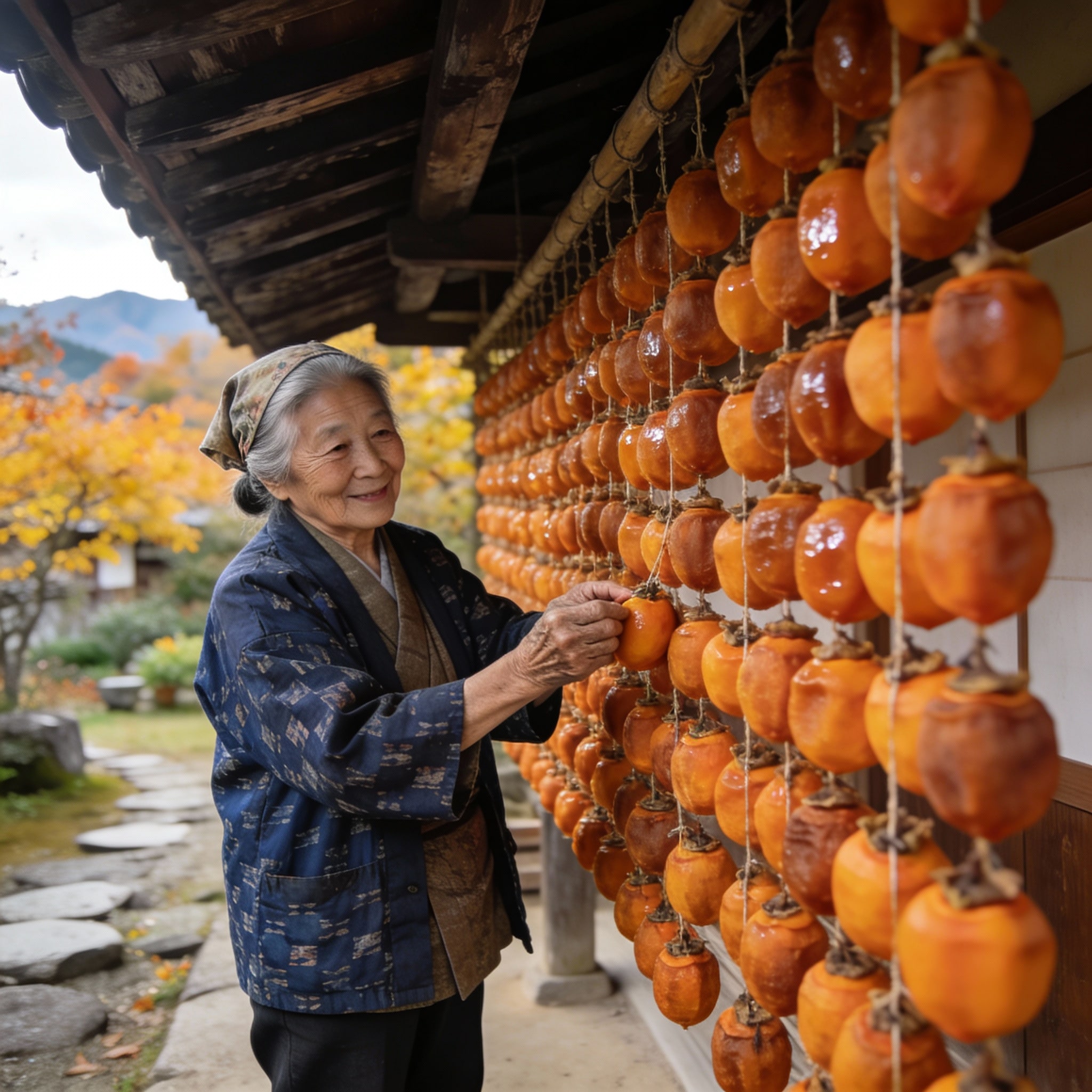 柿色に染まる田舎の風景 | の人気AIイラスト・グラビア