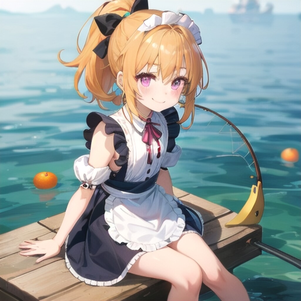 ポニーテイルのメイド服の少女