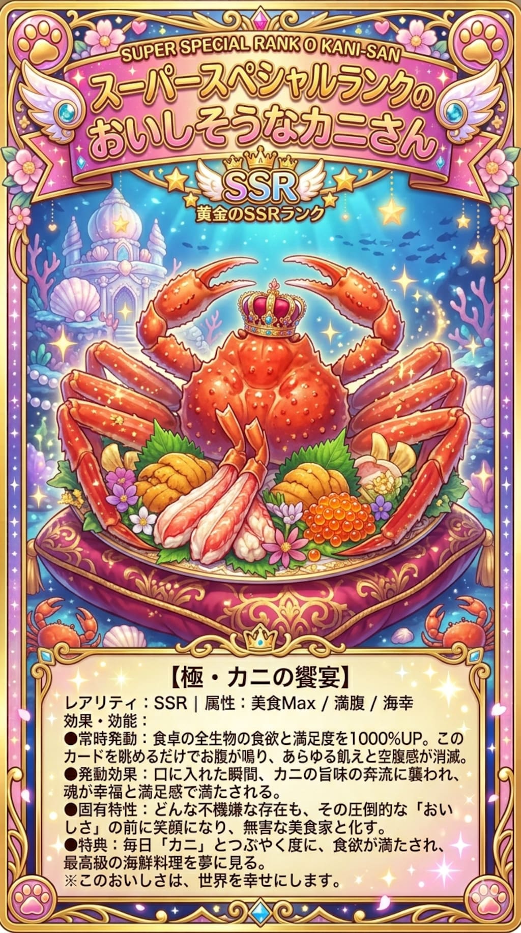 SSRかにをくえるんだな