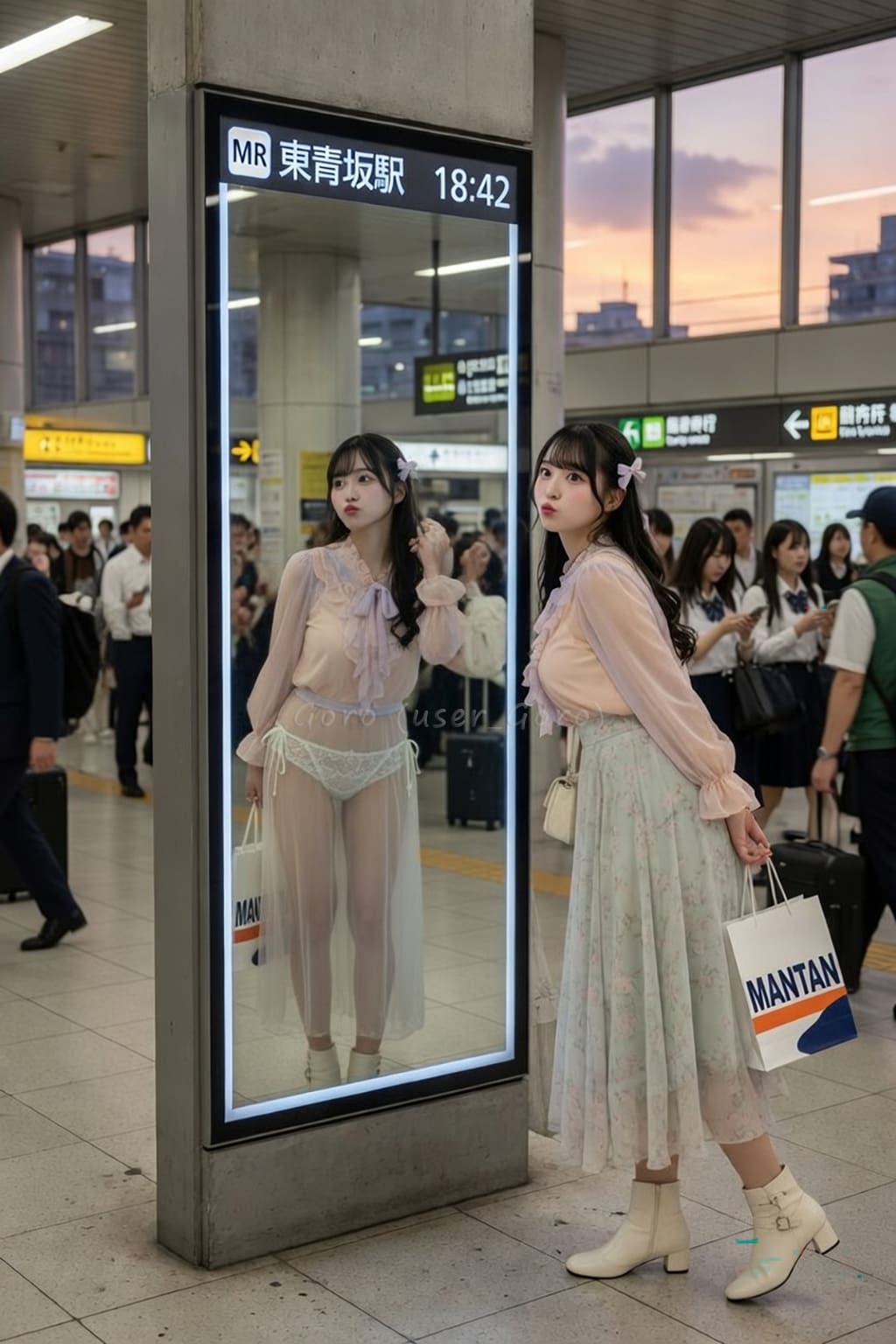 よそ見すると透ける鏡