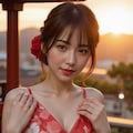 京都の夕陽と和服美人 2枚目