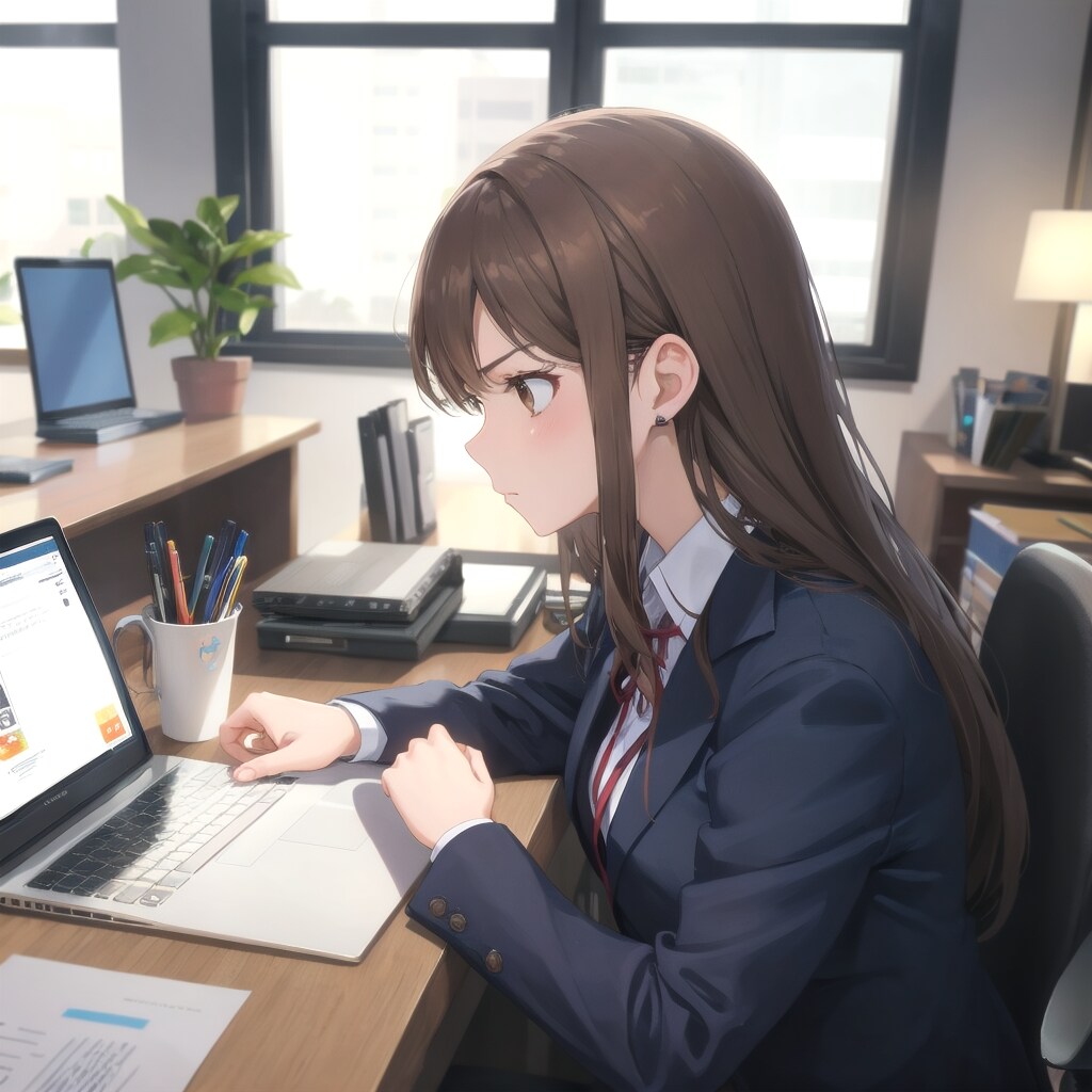 オフィスでの真剣な横顔