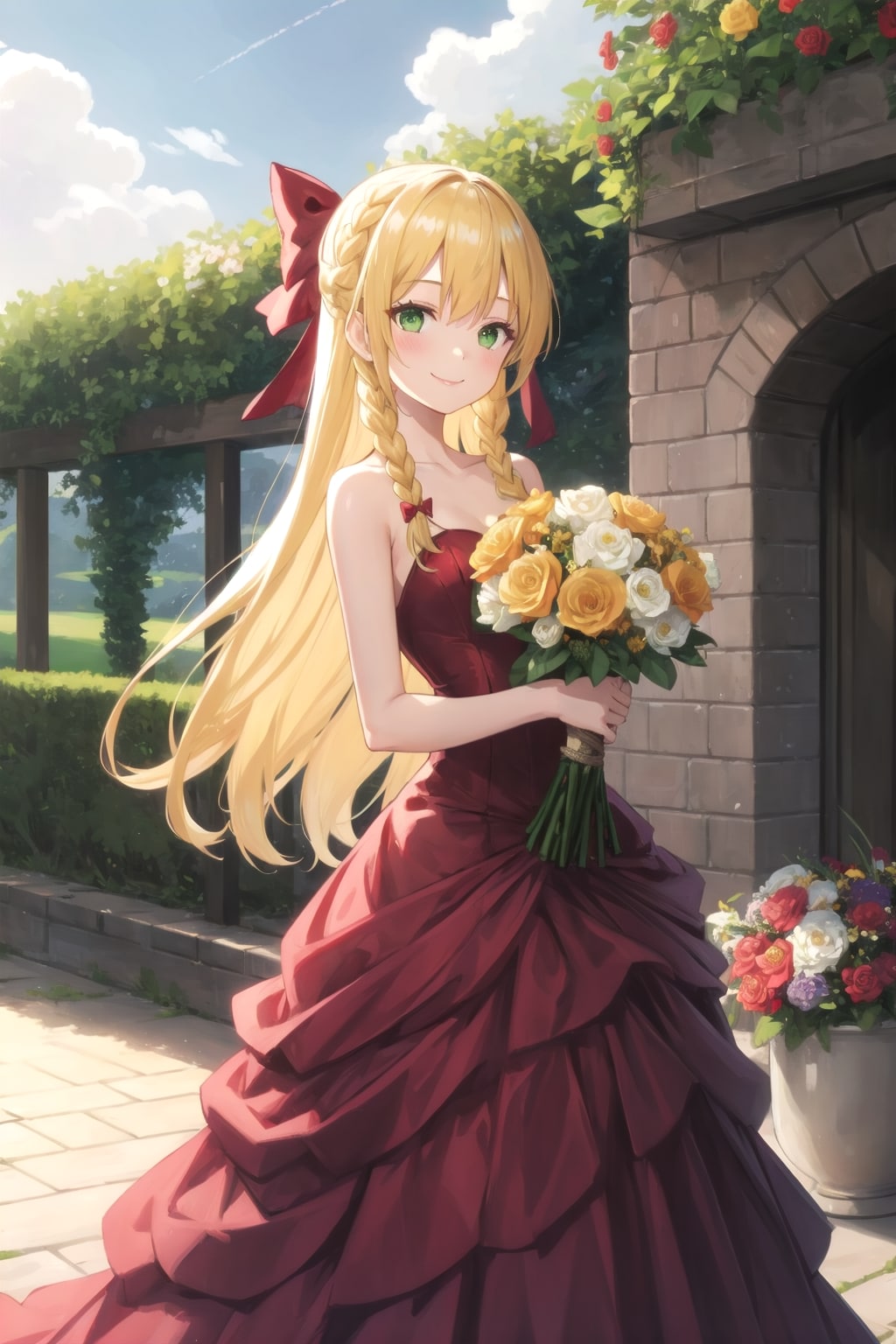 燃えるような赤いウェディングドレス