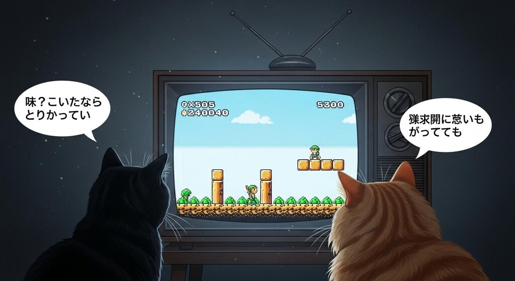 今日はゲームを見てるねこさんに喋ってもらった