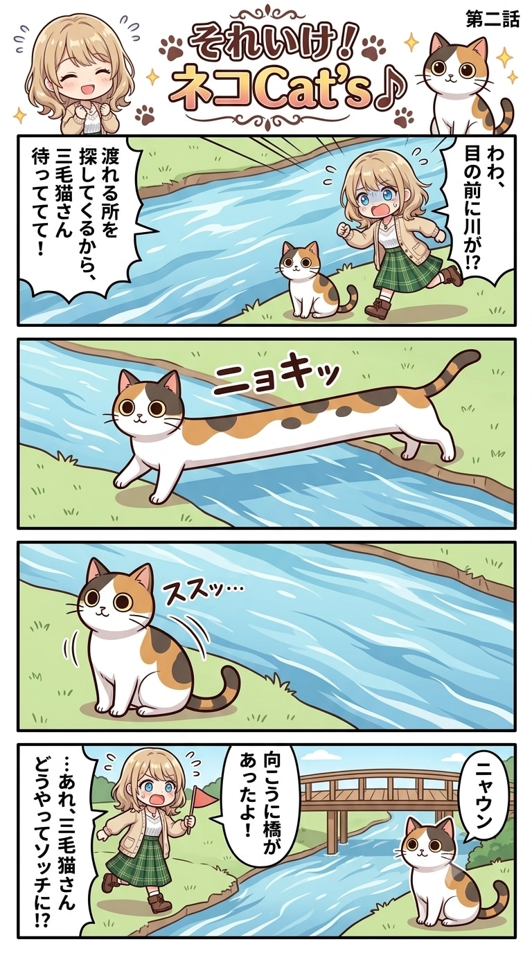 それいけ！ネコCat's♪２話(４コマ漫画)