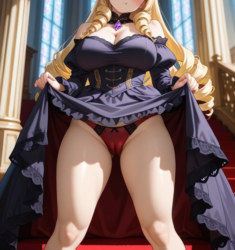 巨乳悪役令嬢さんのたくし上げむちむち赤パンツ💗