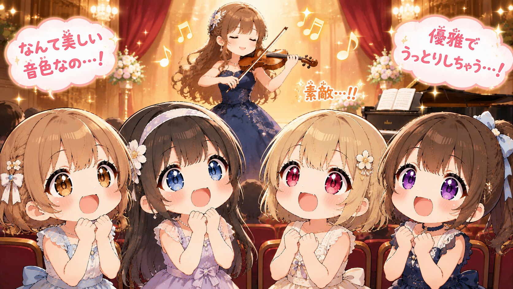 今日の夏休み（バイオリンのコンサートにやって来た３） | の人気AIイラスト・グラビア