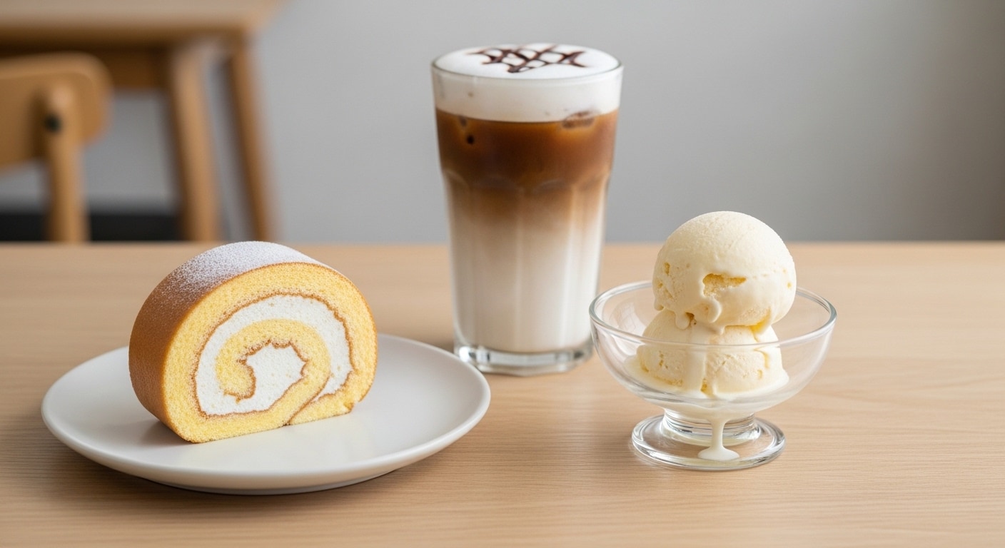 デザートのロースイーツとソイラテのセット