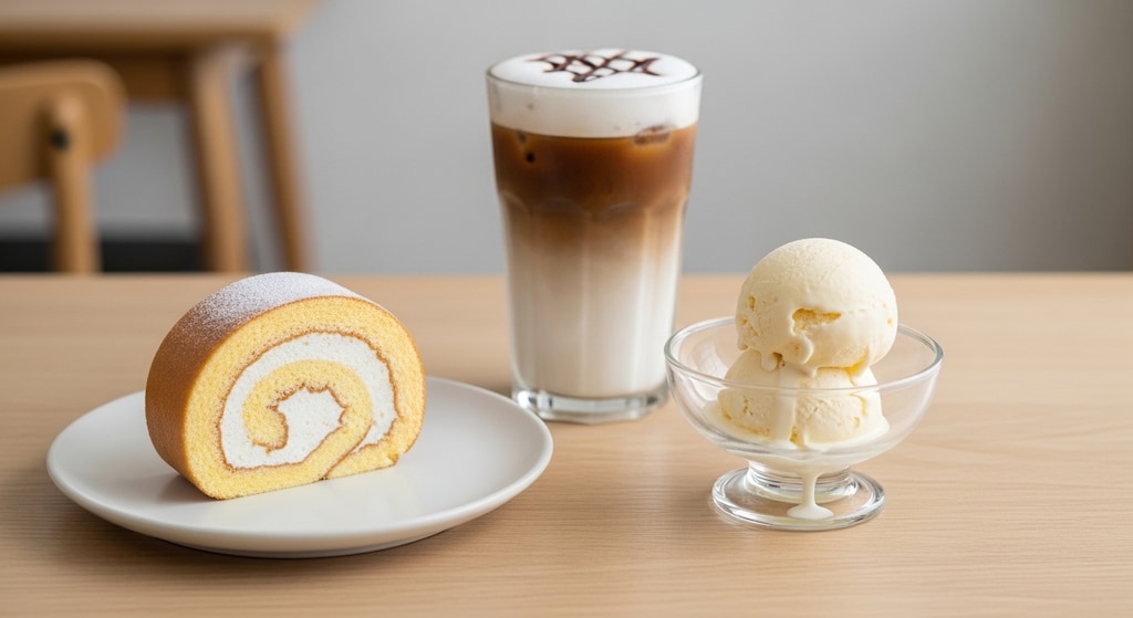 デザートのロースイーツとソイラテのセット