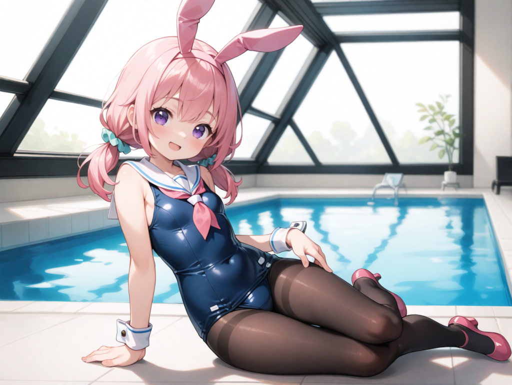 セーラースク水バニーin例のプール
