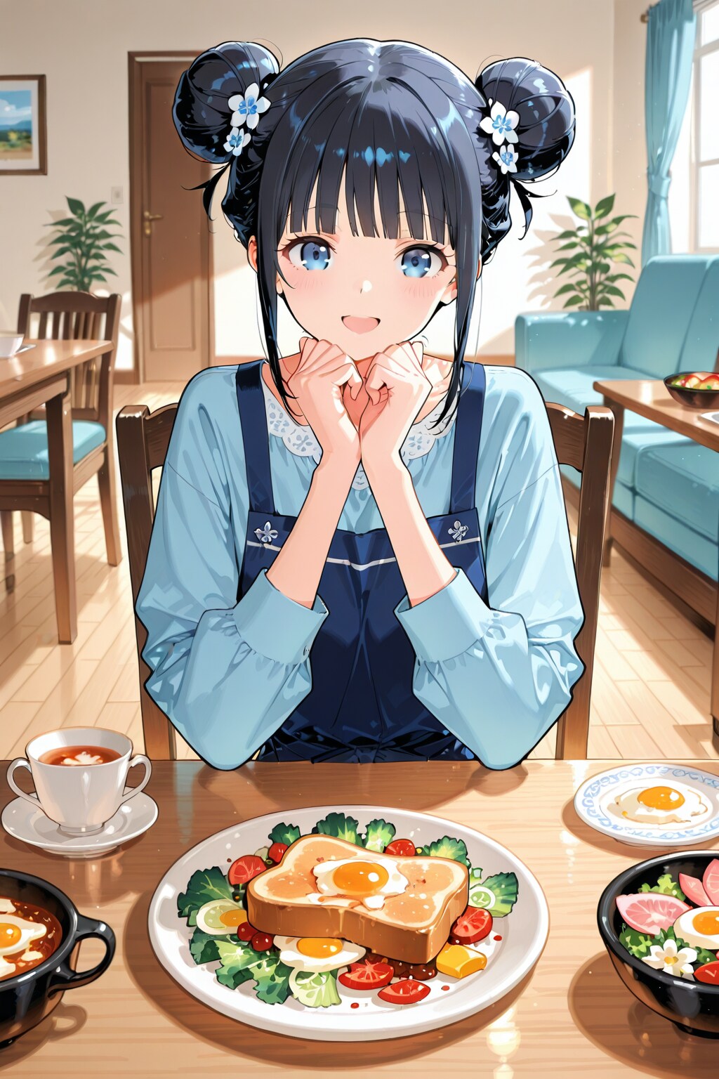 おだんごちゃん🍡✨と朝ごはん🍚✨　5/6 | の人気AIイラスト・グラビア