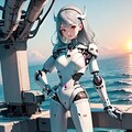 朝焼けの中のメカ娘 4枚目