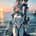 朝焼けの中のメカ娘 5枚目