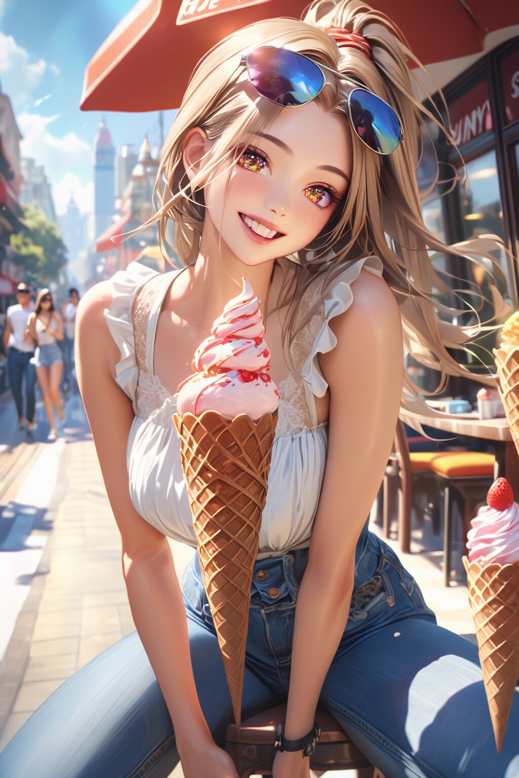 超能力でアイス食べる！ | の人気AIイラスト・グラビア