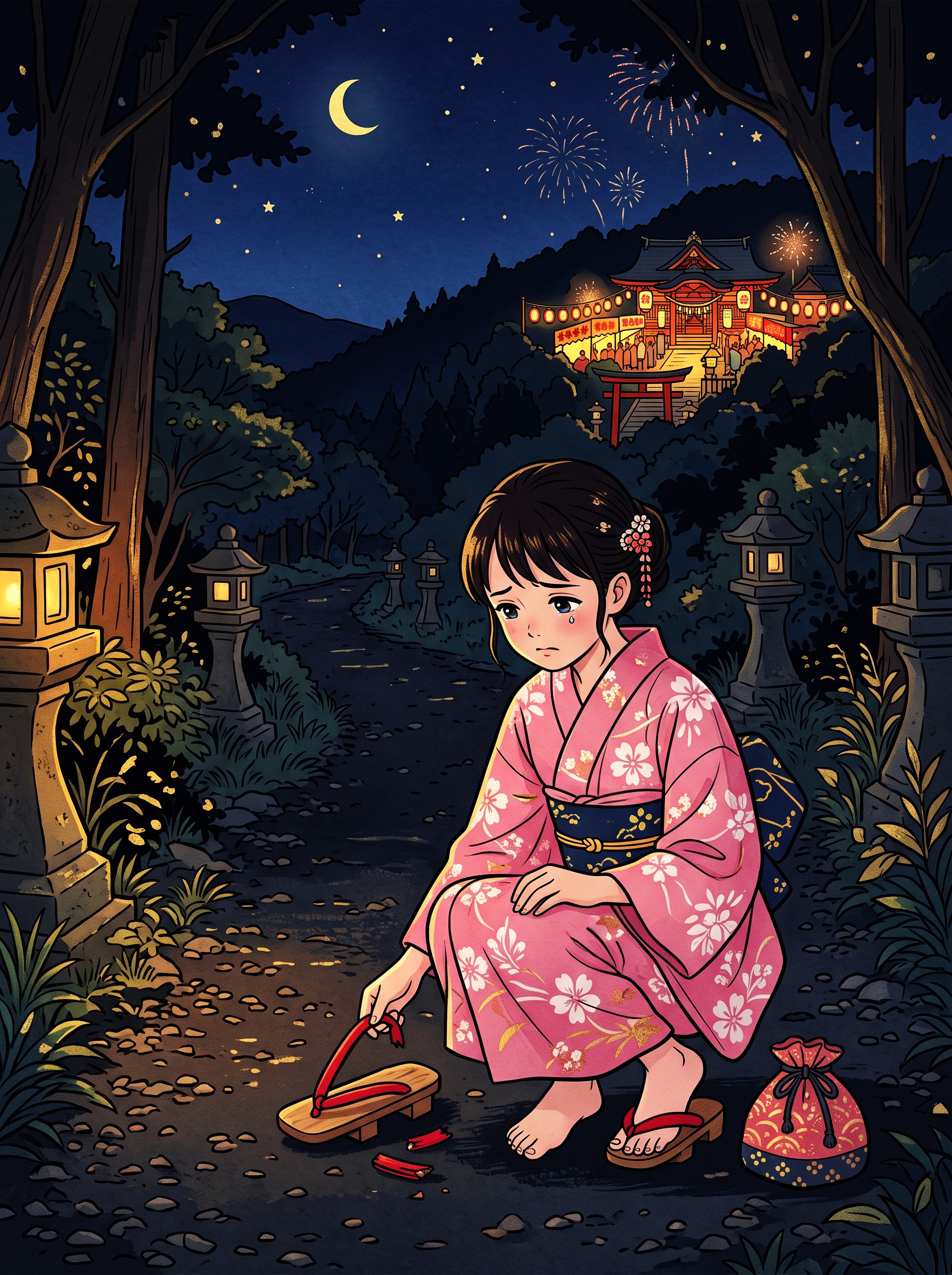夜道で