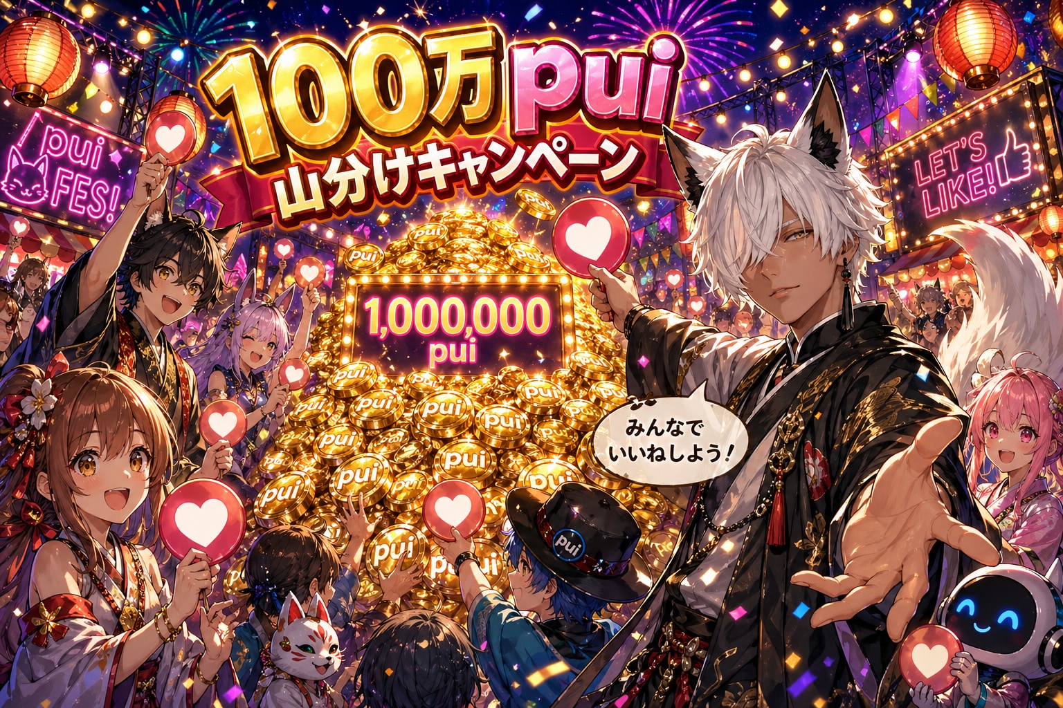 みんなで100万pui山分けだ！ | の人気AIイラスト・グラビア