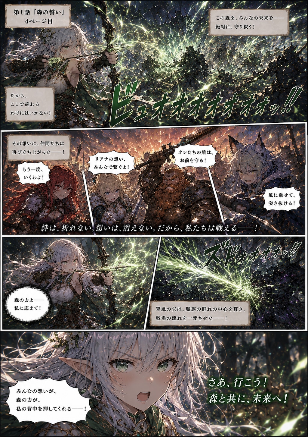 バトルするエルフの女の子