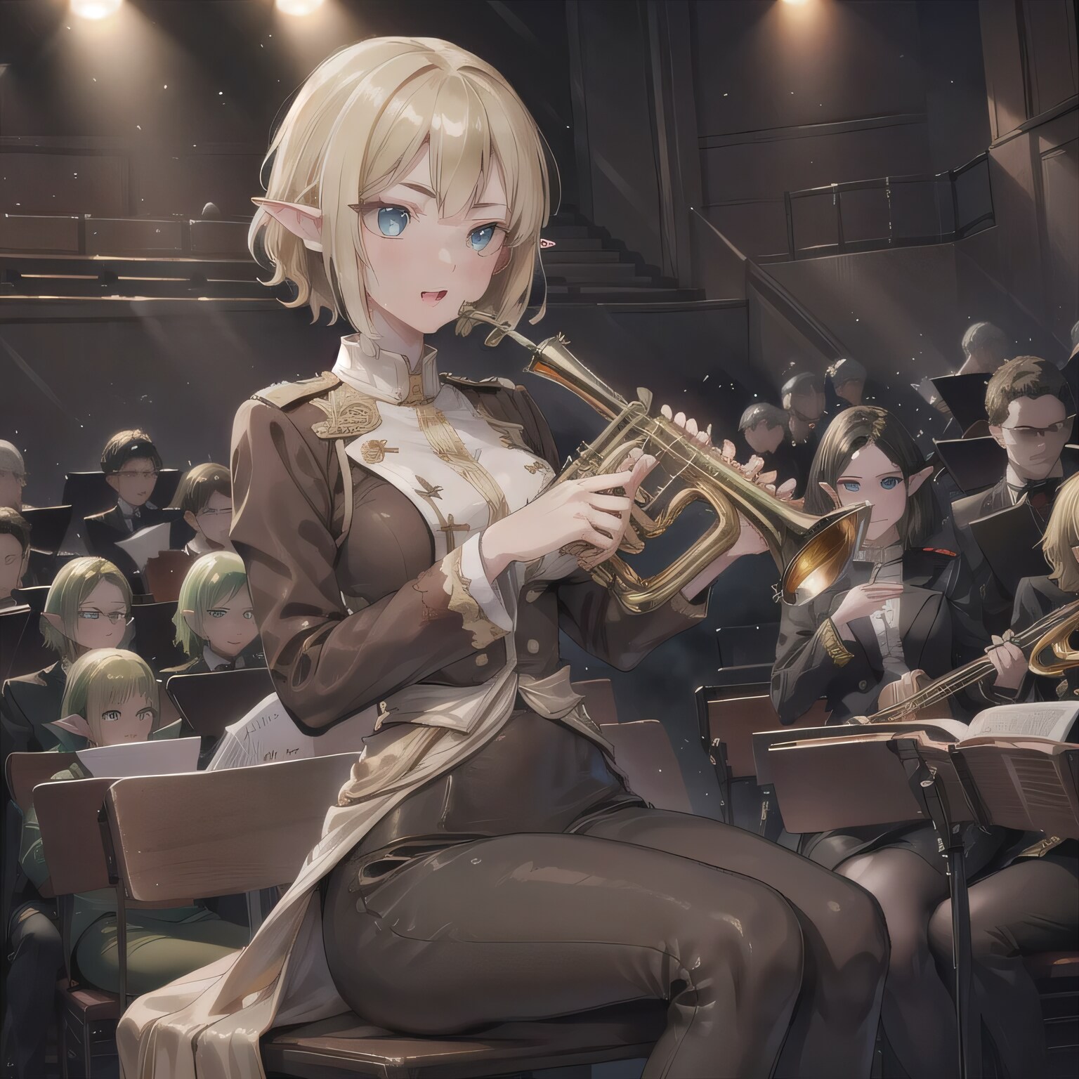 緑髪ボブでブラスバンドの少女 | の人気AIイラスト・グラビア